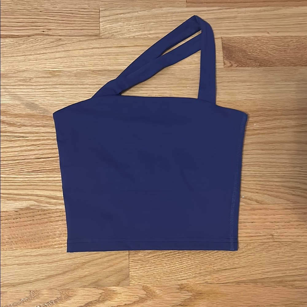 Blue Asymmetrical Fitted Tank Top